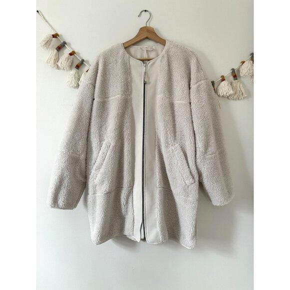 Lululemon Collarless Textured Fleece Full Zip White Opal Plush Cozy Outdoor 14 - Picture 1 of 12